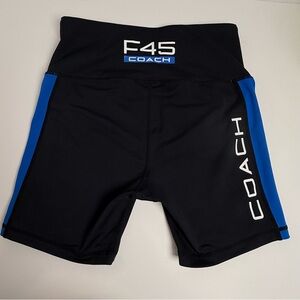F45 Training Team Coach Shorts Small S Athletic Gym Black Blue Functional 45
